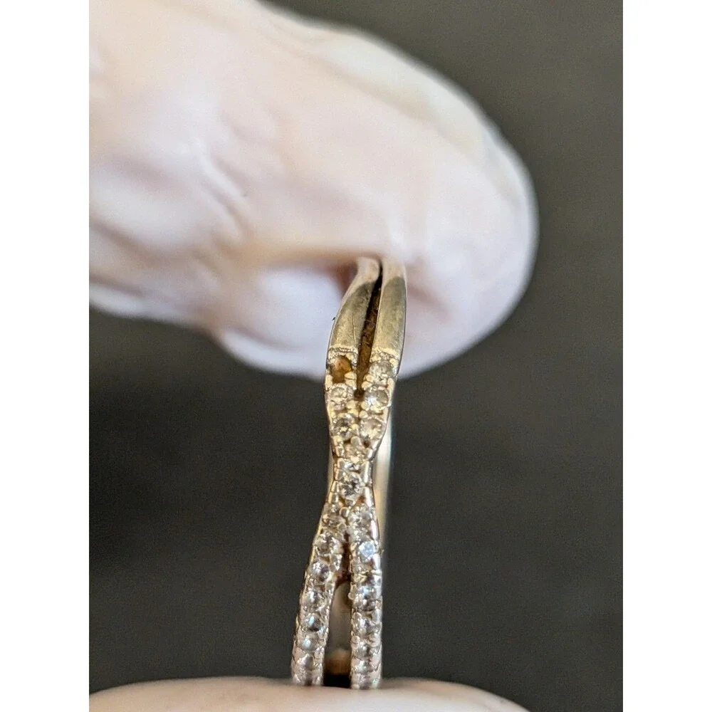 Solid Sterling IBB CZ Crossover Ring Sz. 9